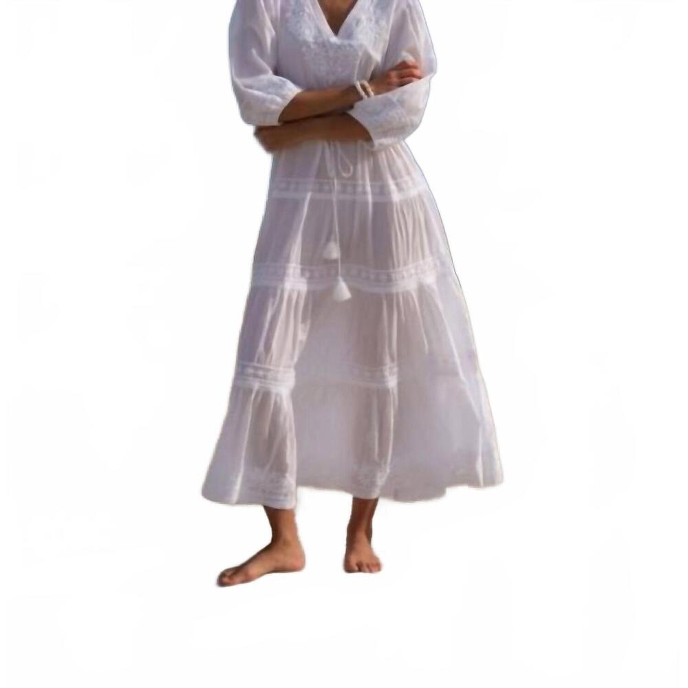 NEW PRANELLA azul kaftan maxi dress in white